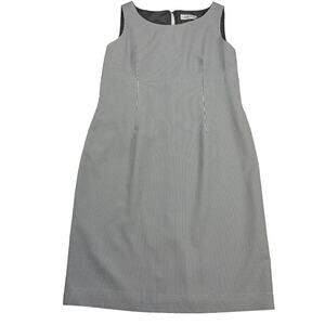 Kasper Pinstripe Seersucker Sleevelss Summer Shift Dress Gray/White Size 14
